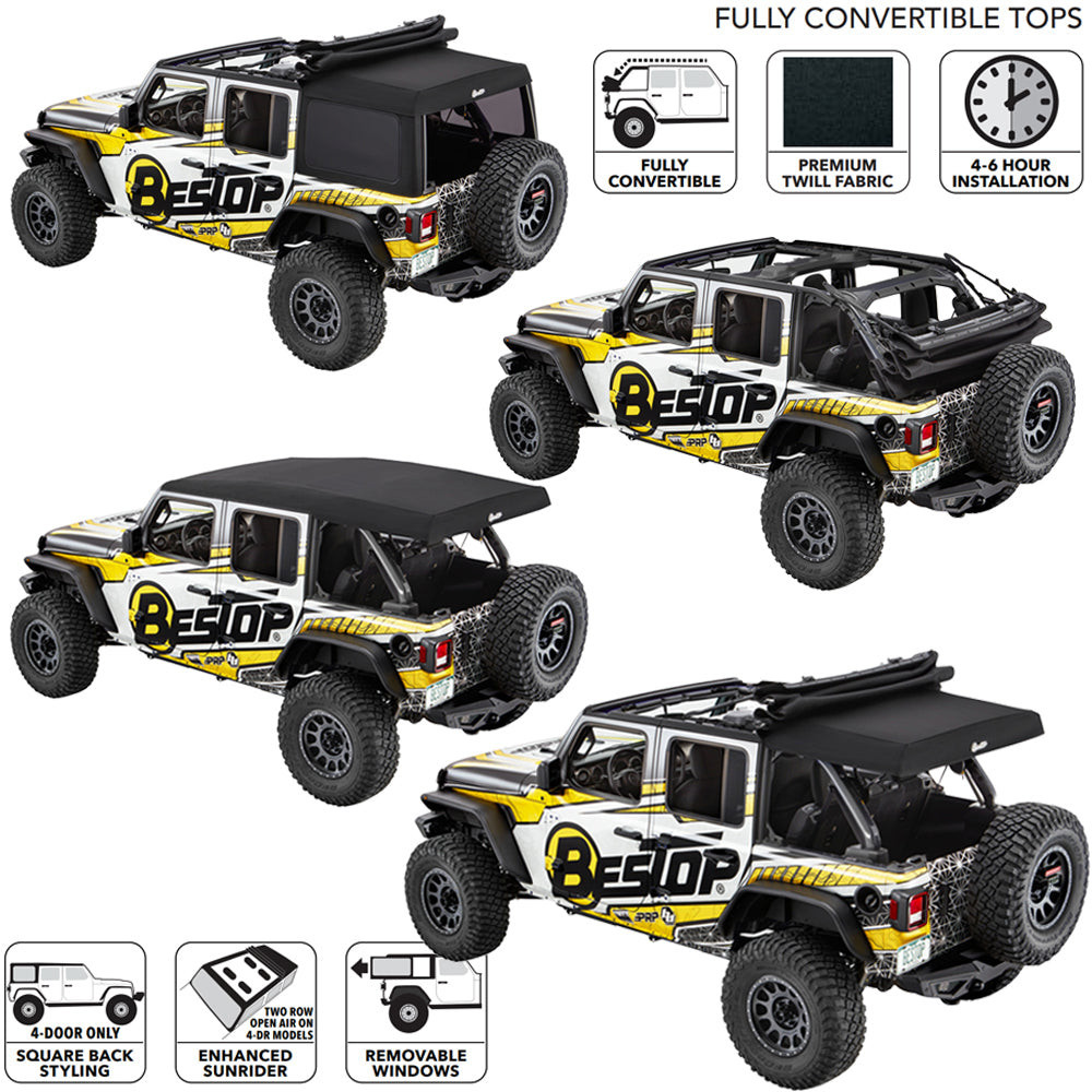 Supertop ULTRA black TWILL BESTOP - Jeep Wrangler JLU 4 porte