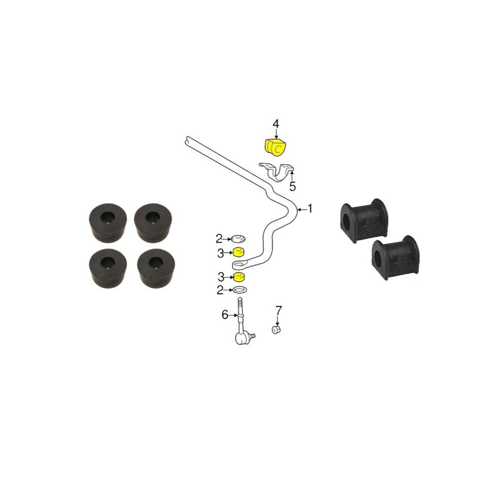 Kit gommini barra stabilizzatrice - Toyota Hilux