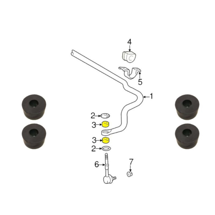 Gommini barra stabilizzatrice - Toyota Hilux / 4 Runner