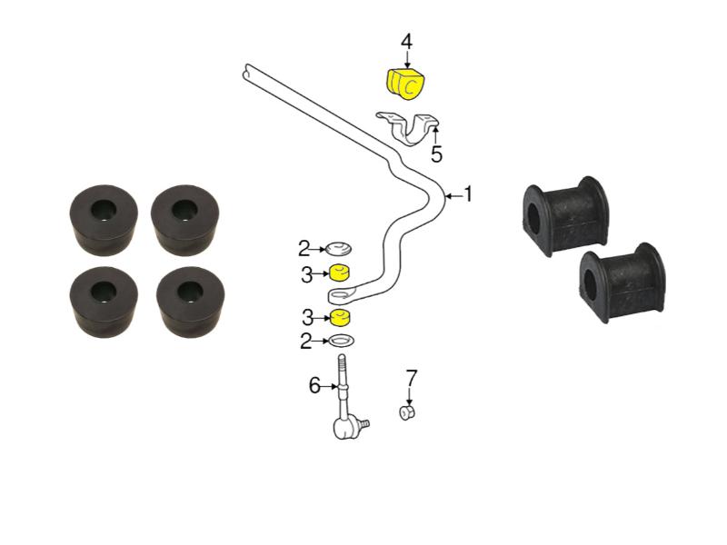 Kit gommini barra stabilizzatrice - Toyota Hilux