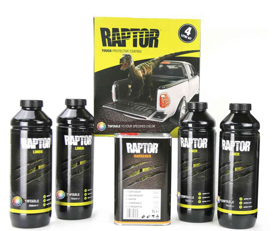 Kit 4lt vernice NEUTRA - COLORABILE protettiva Upol Raptor + indurente